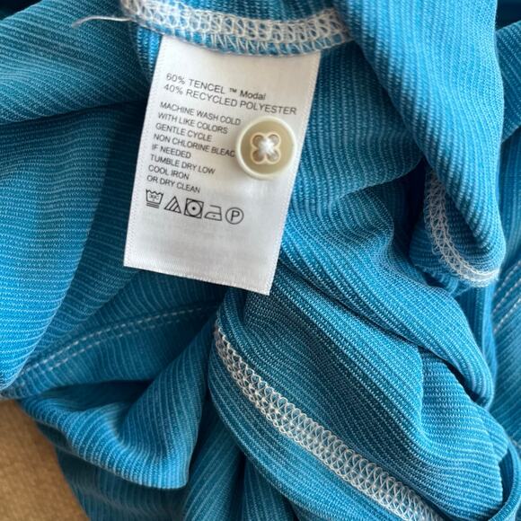 Tommy Bahama Men's Teal Light Striped Golf Polo EUC | Size XLT (Tall) - Picture 5 of 5